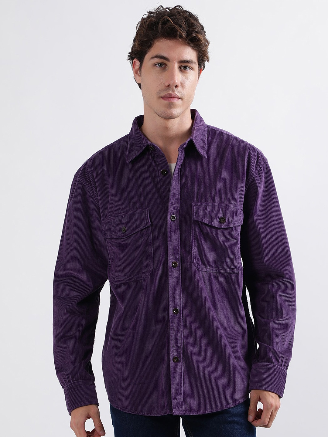 

GANT Relaxed Fit Solid Corduroy Casual Shirt, Purple