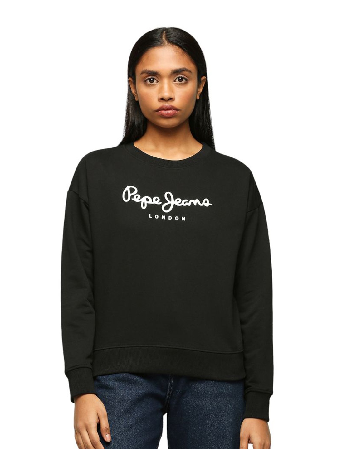 

Pepe Jeans Typography Printed Pure Cotton Sweatshirt, Black