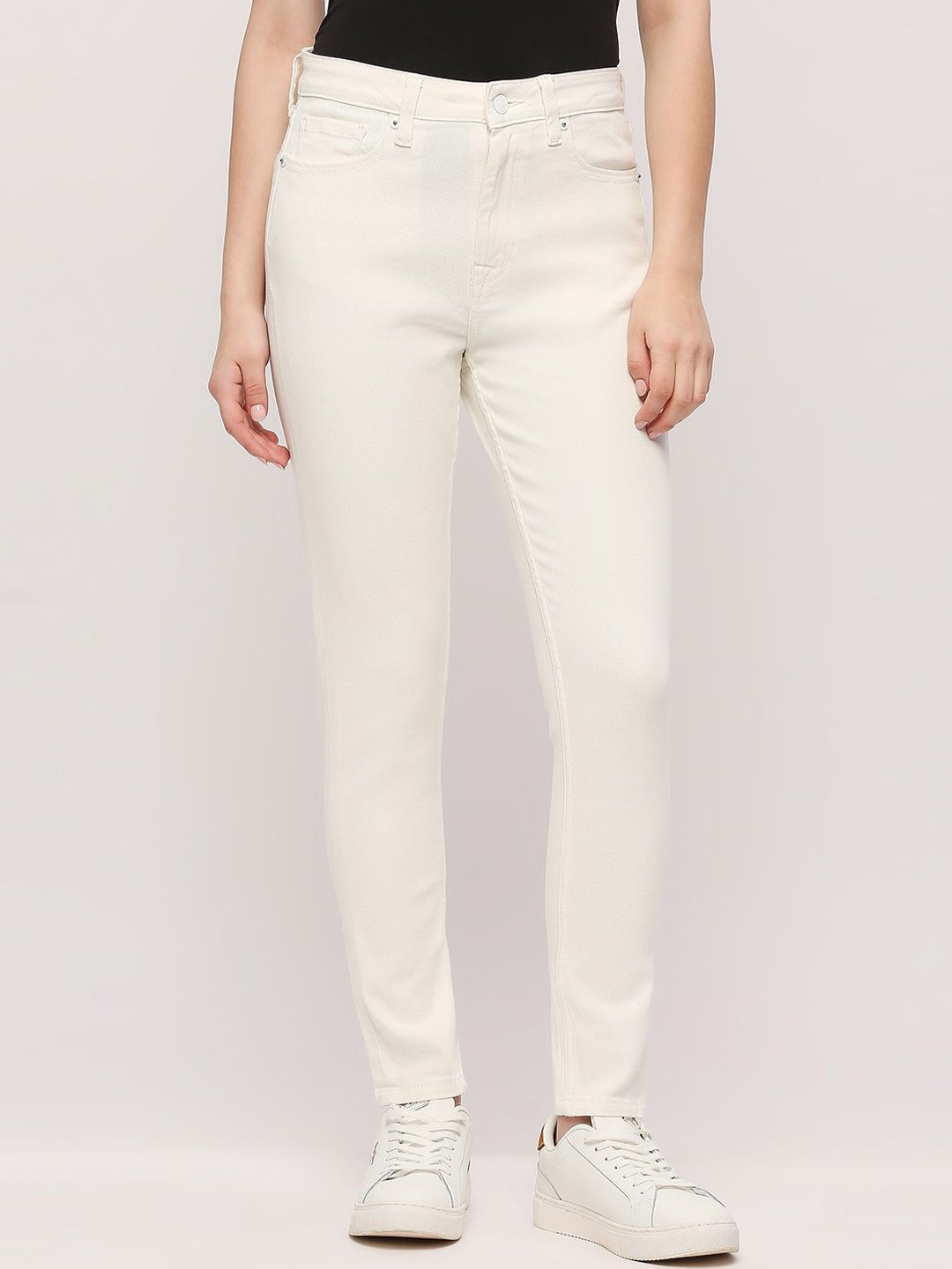 

Pepe Jeans Women Skinny Fit High Rise Clean Look Stretchable Jeans, White