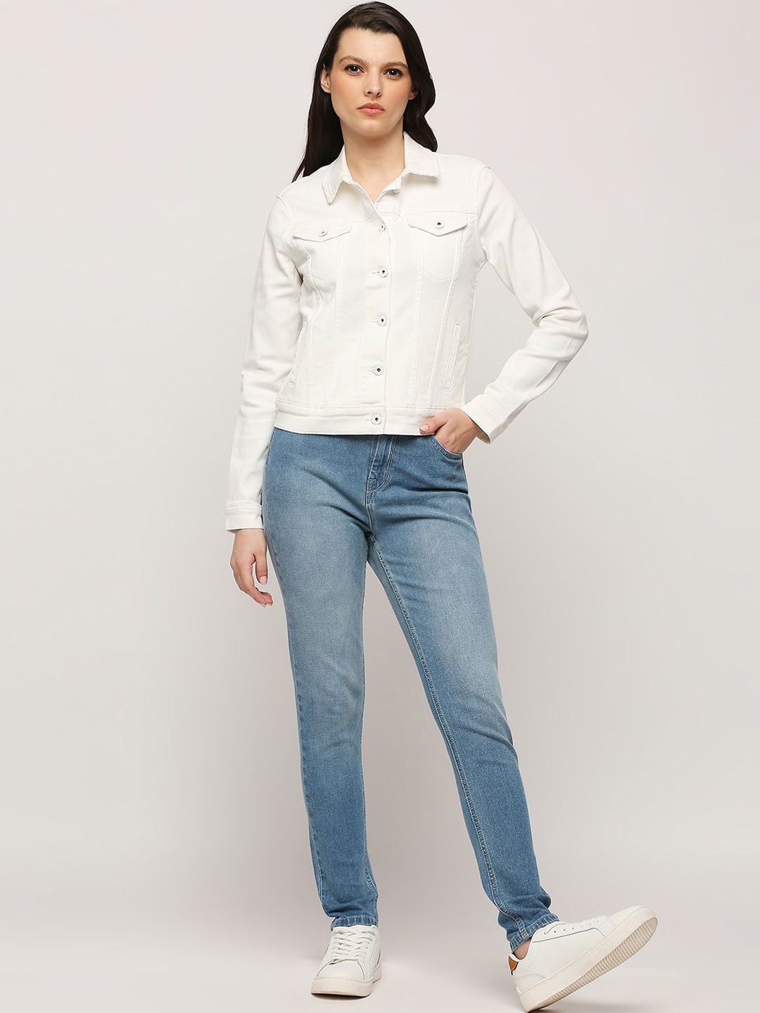 

Pepe Jeans Spread Collar Crop Denim Jacket, White