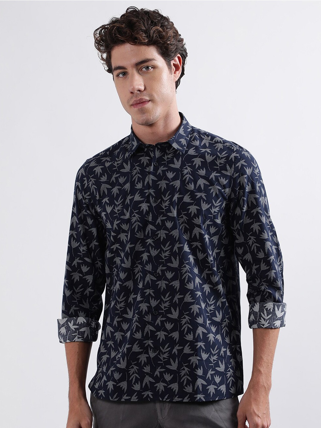 

Antony Morato Floral Opaque Printed Casual Shirt, Navy blue