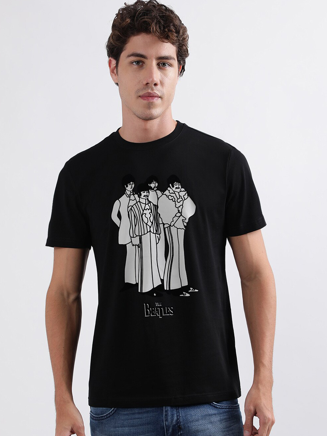 

Antony Morato Graphic Printed Round Neck Pure Cotton T-shirt, Black