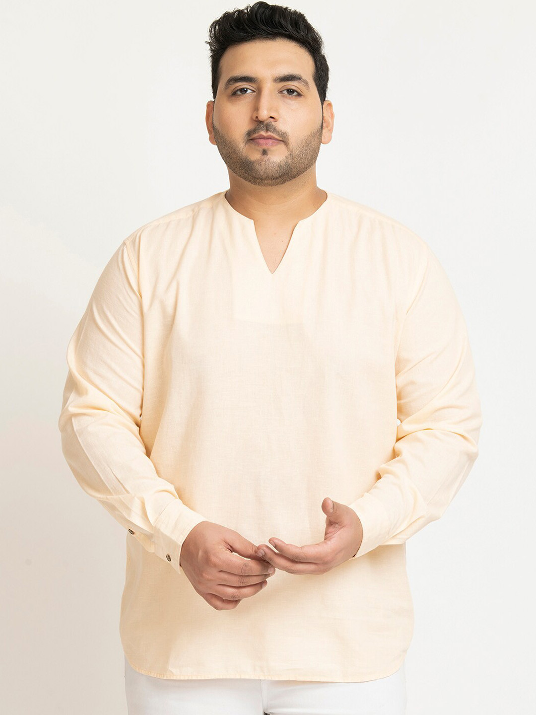 

Bene Kleed Plus Cotton Linen Straight Kurta, Peach