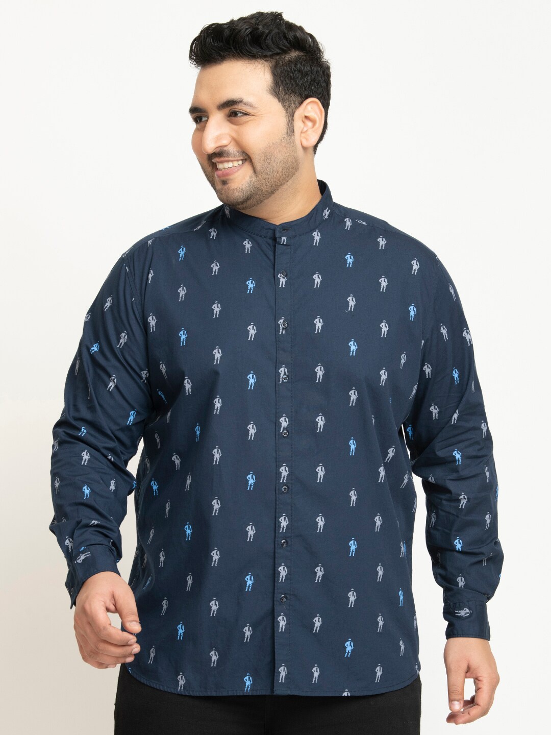 

IVOC Plus Opaque Printed Casual Shirt, Navy blue