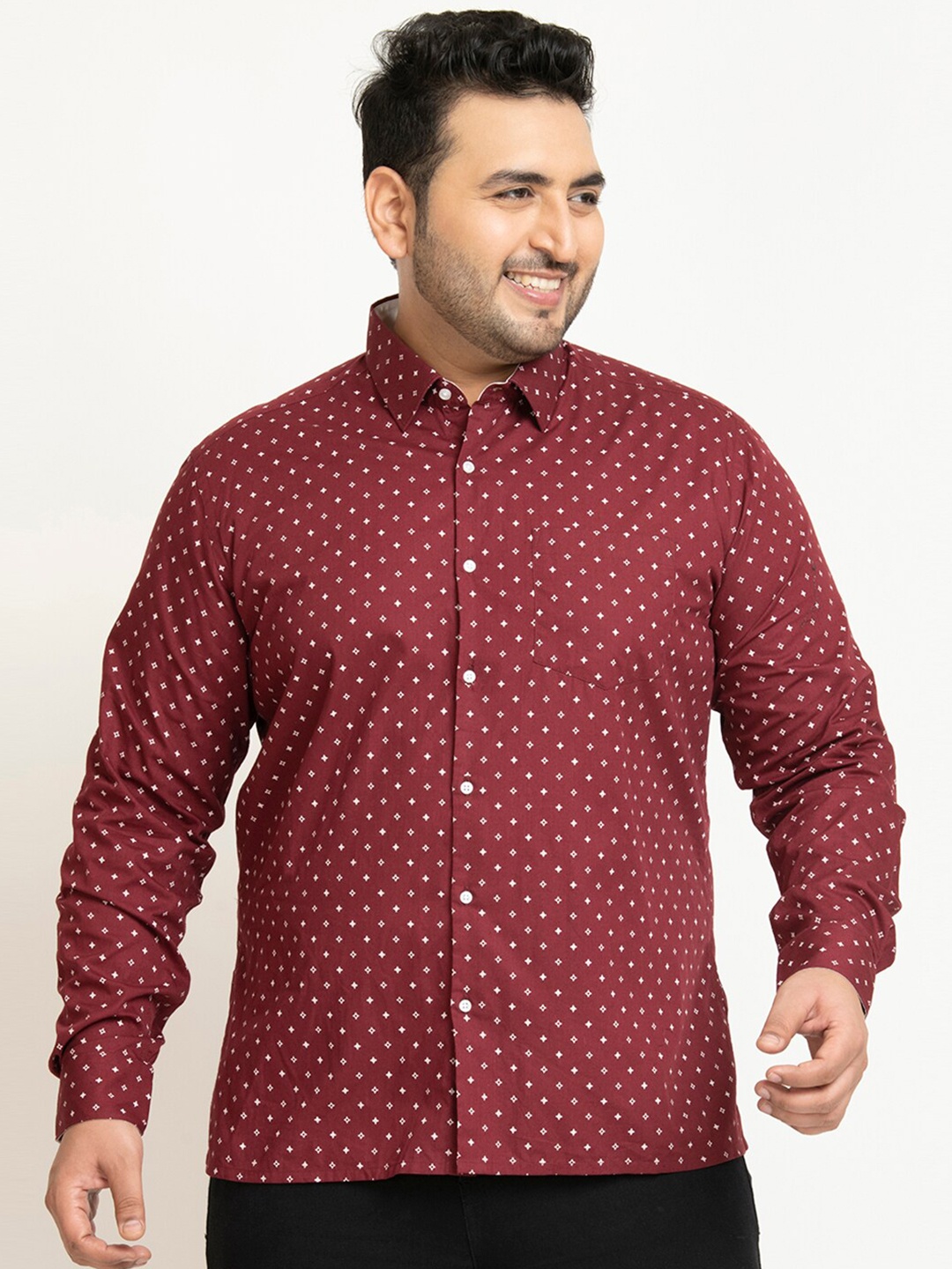 

IVOC Plus Plus Size Opaque Printed Formal Shirt, Maroon