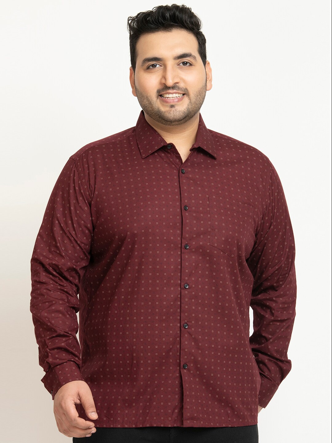 

IVOC Plus Opaque Printed Formal Shirt, Maroon