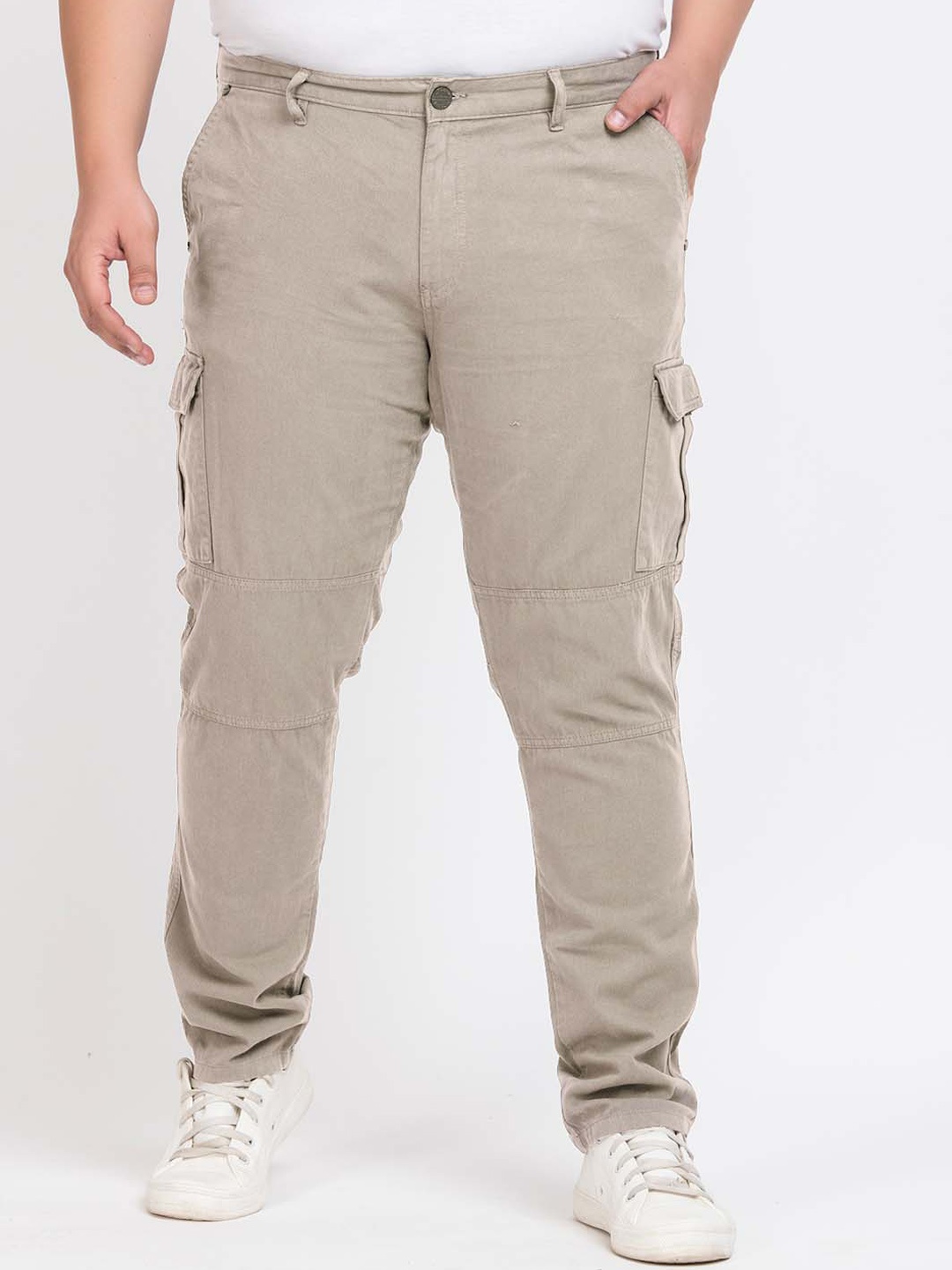 

IVOC Plus Men Plus Size Regular Fit Cotton Cargos Trousers, Grey