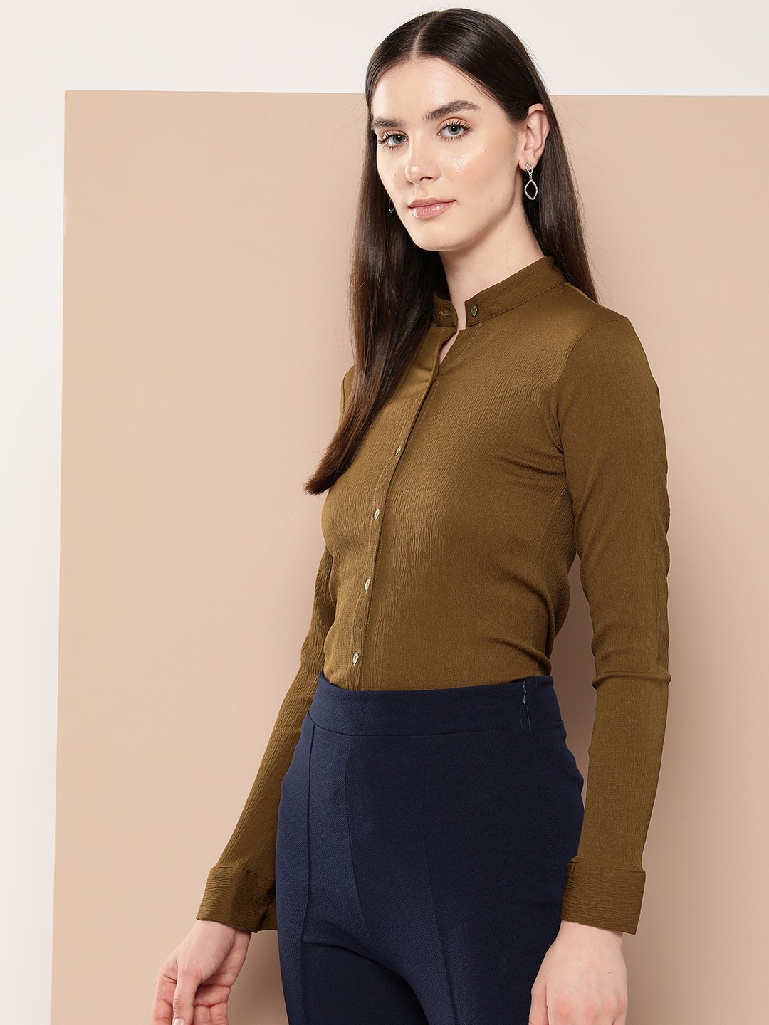 

INVICTUS Women Solid Standard Opaque Formal Shirt, Brown