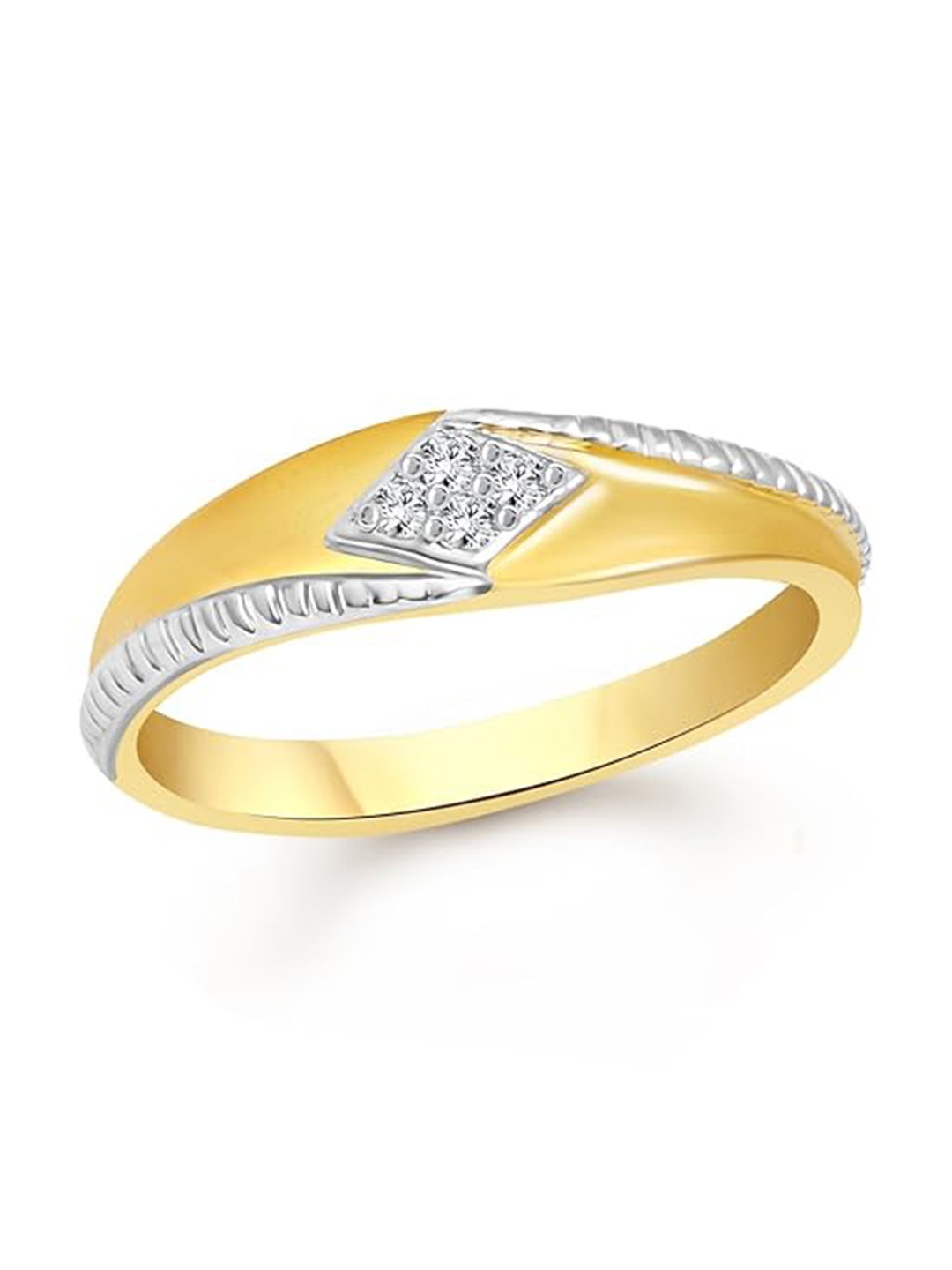 

Vighnaharta Gold & Rhodium-Plated CZ-Studded Ring