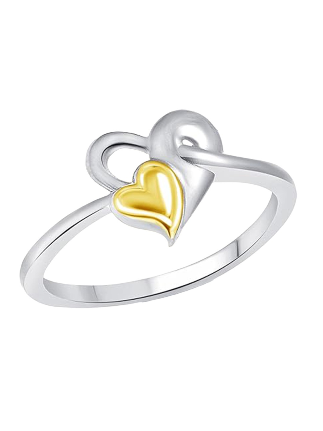 

Vighnaharta Rhodium-Plated Heart In Heart Finger Ring, Silver