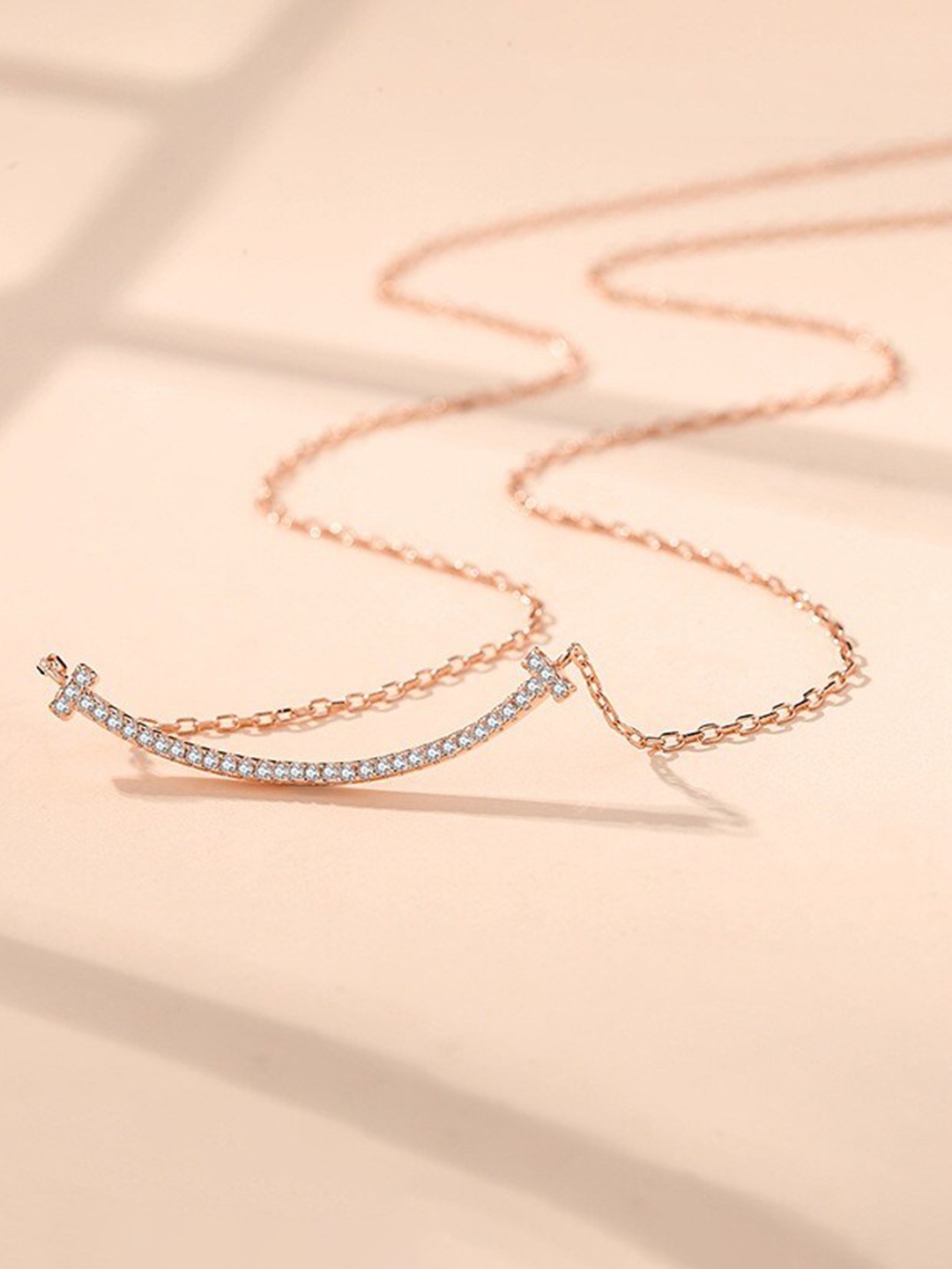 

MYKI Stainless Steel Stone-Studded Necklace, Rose gold