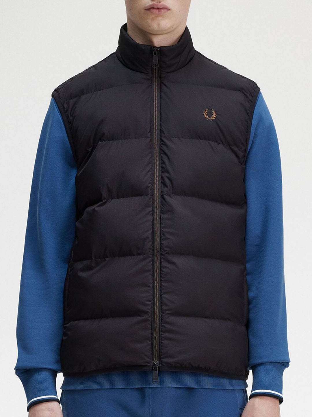

Fred Perry Mock Collar Open Front Jacket, Black