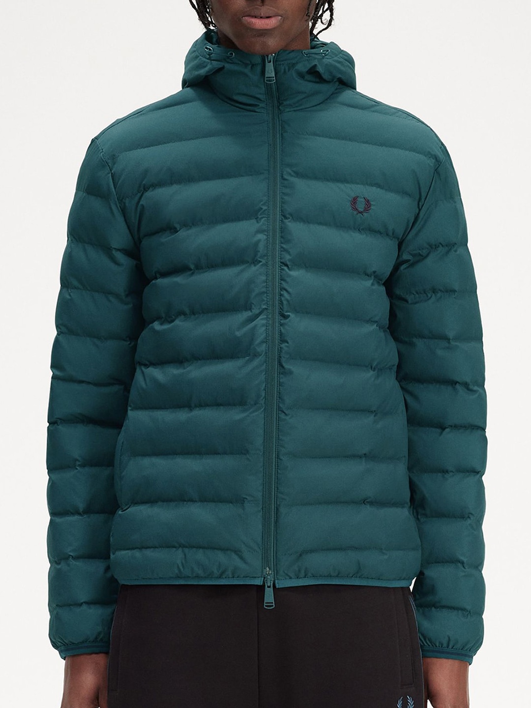 

Fred Perry Hooded Insulated Chest Logo Puffer Jacket, Teal