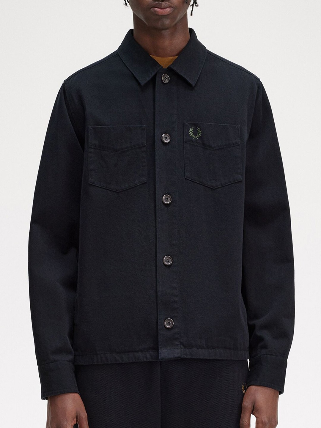 

Fred Perry Spread Collar Long Sleeves Twill Cotton Casual Shirt, Black
