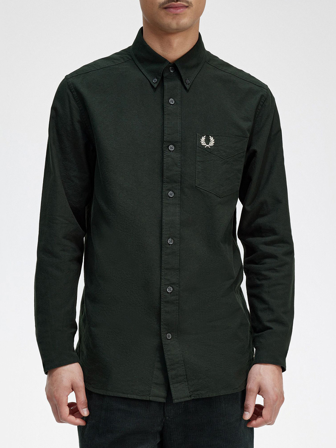 

Fred Perry Button-Down Collar Long Sleeves Cotton Casual Shirt, Green