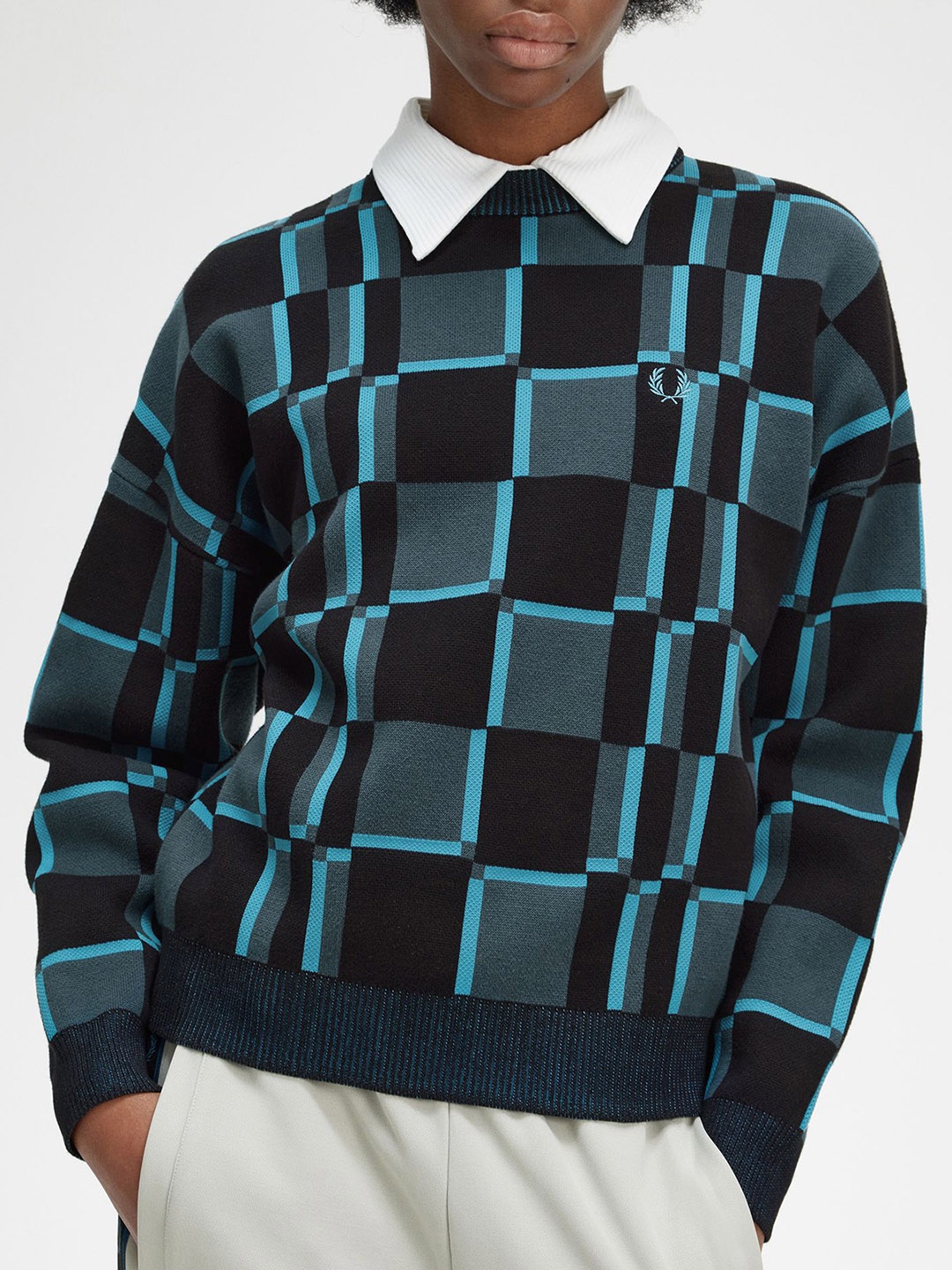 

Fred Perry Checked Pullover Sweater, Blue