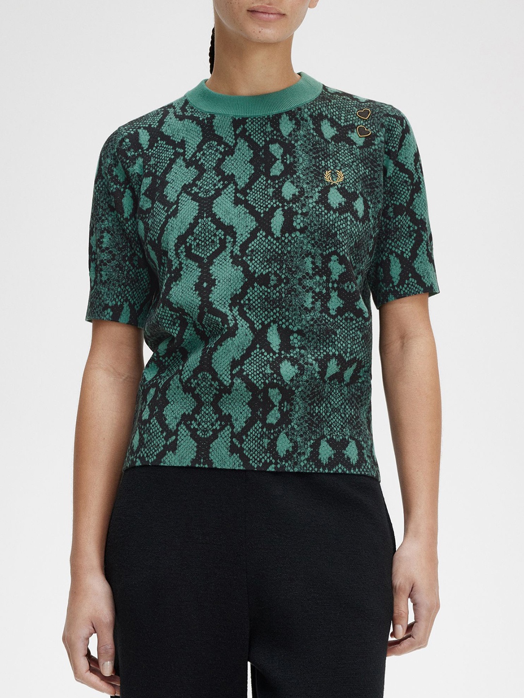 

Fred Perry Abstract Printed Pure Cotton Pullover Sweater, Green