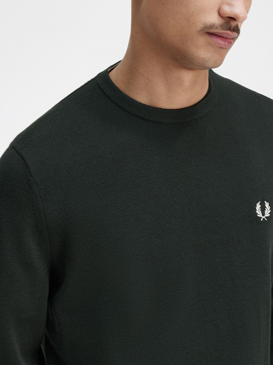 

Fred Perry Round Neck Woollen & Cotton Pullover Sweater, Green