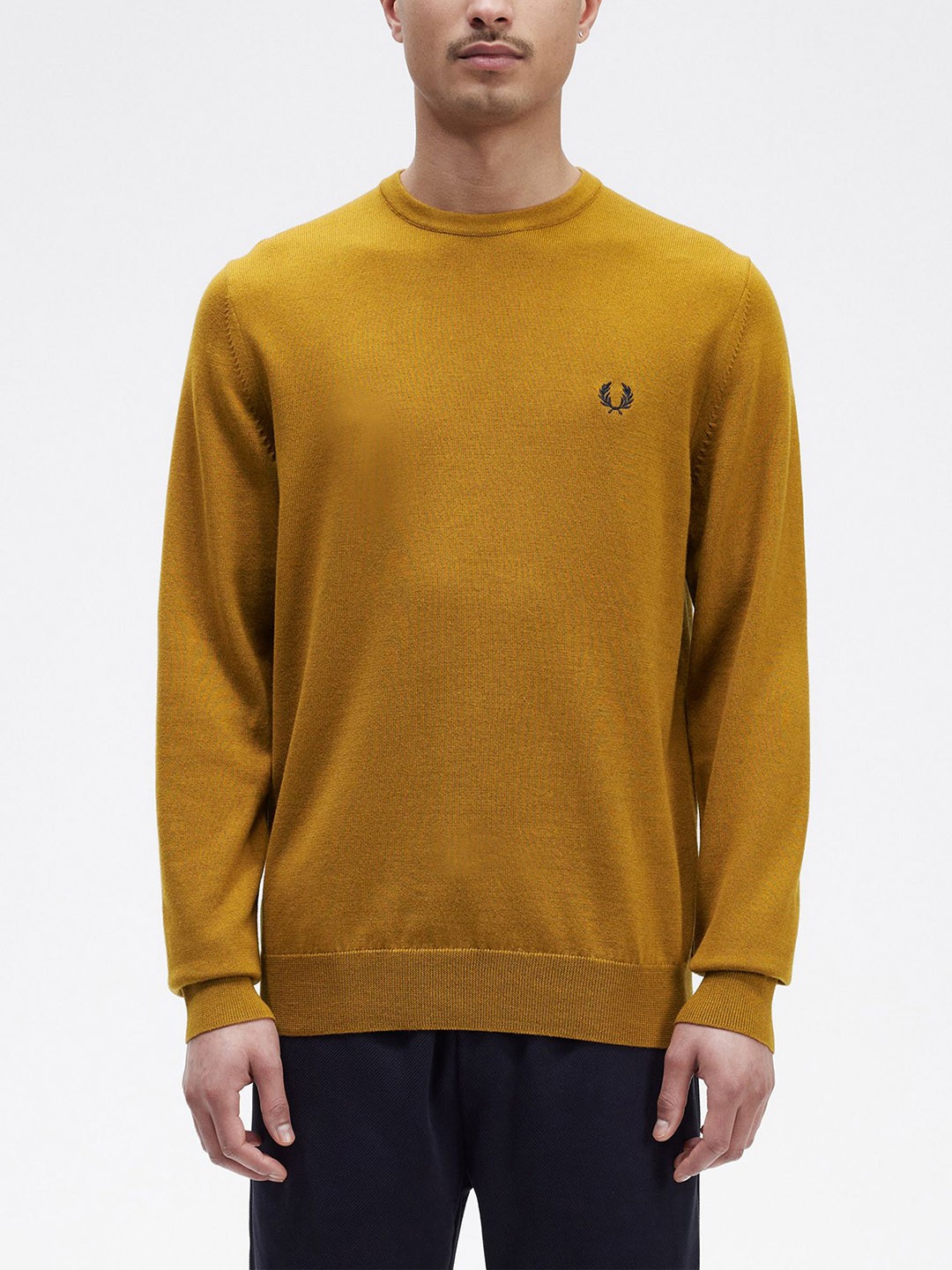 

Fred Perry Round Neck Woollen & Cotton Pullover Sweater, Brown