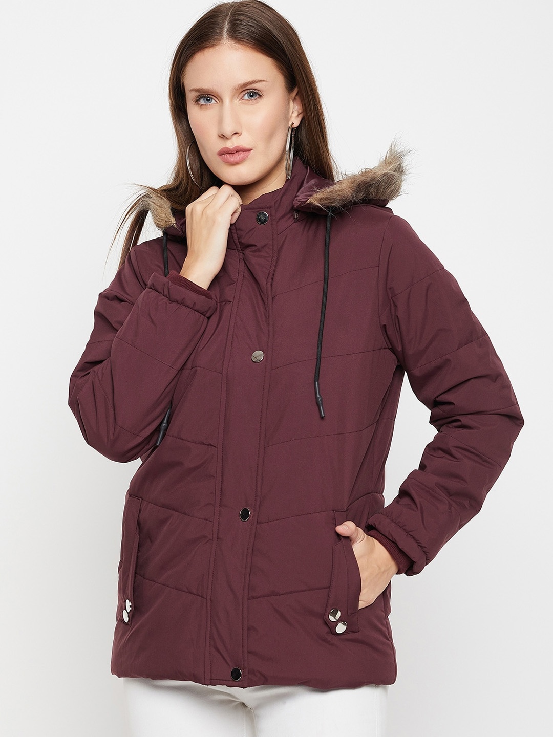 

Cantabil Lightweight Hooded Quilted Jacket, Maroon