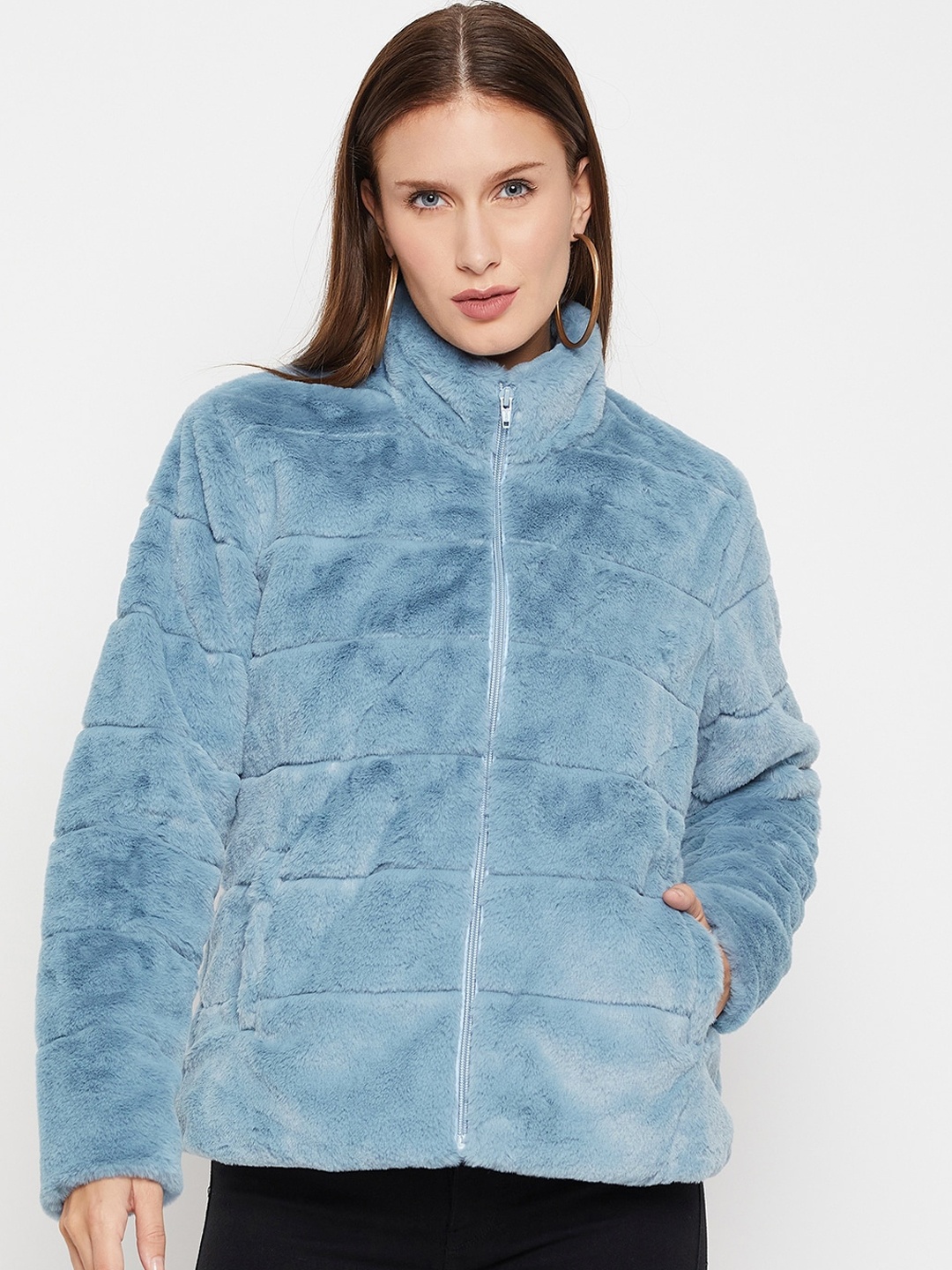 

Cantabil Stand Collar Lightweight Puffer Jacket, Blue