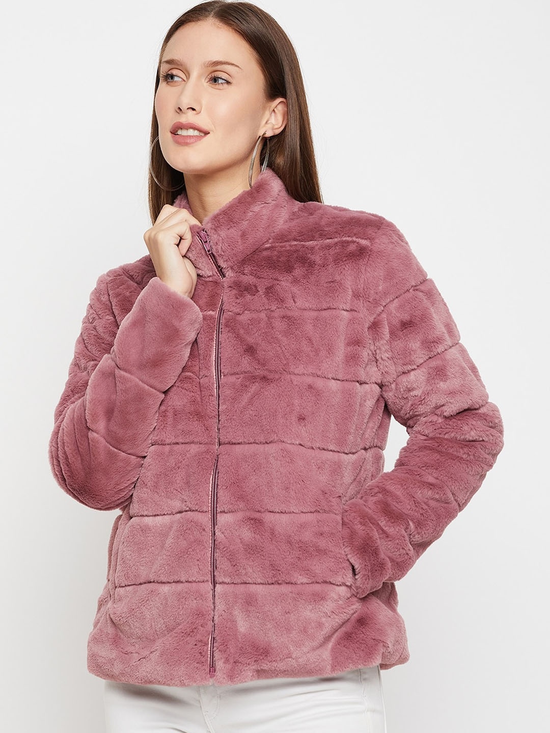 

Cantabil Striped Lightweight Open Front Jacket, Pink