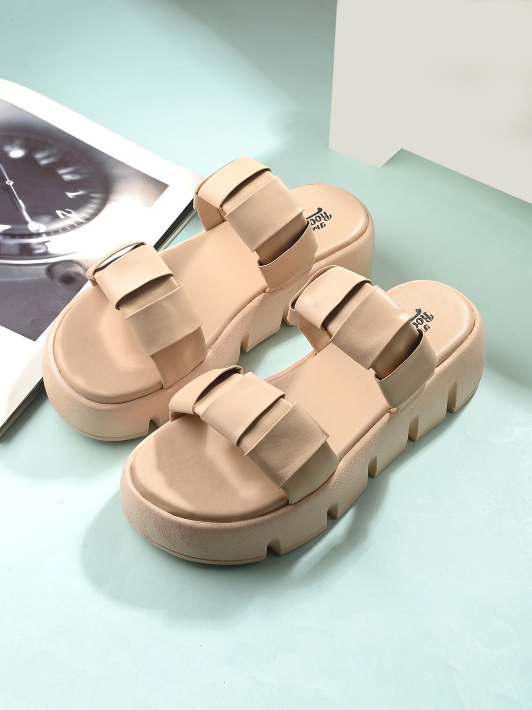 

The Roadster Lifestyle Co. Double Strap Flatform Heels, Beige