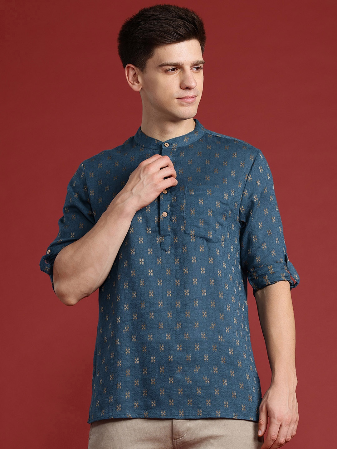 

Anouk Pure Cotton Woven Kurta, Blue
