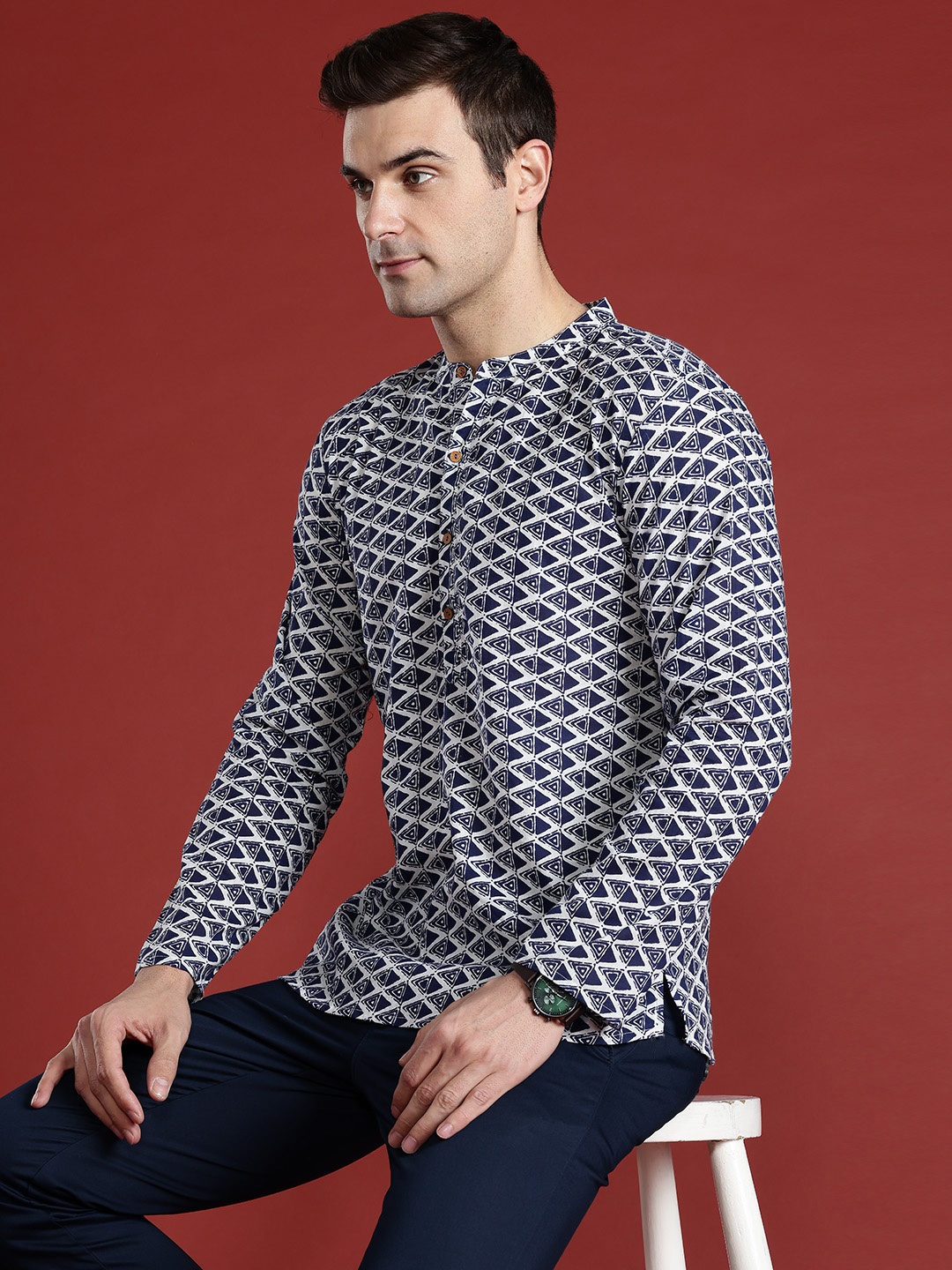 

Anouk Men Printed Cotton Kurta, White