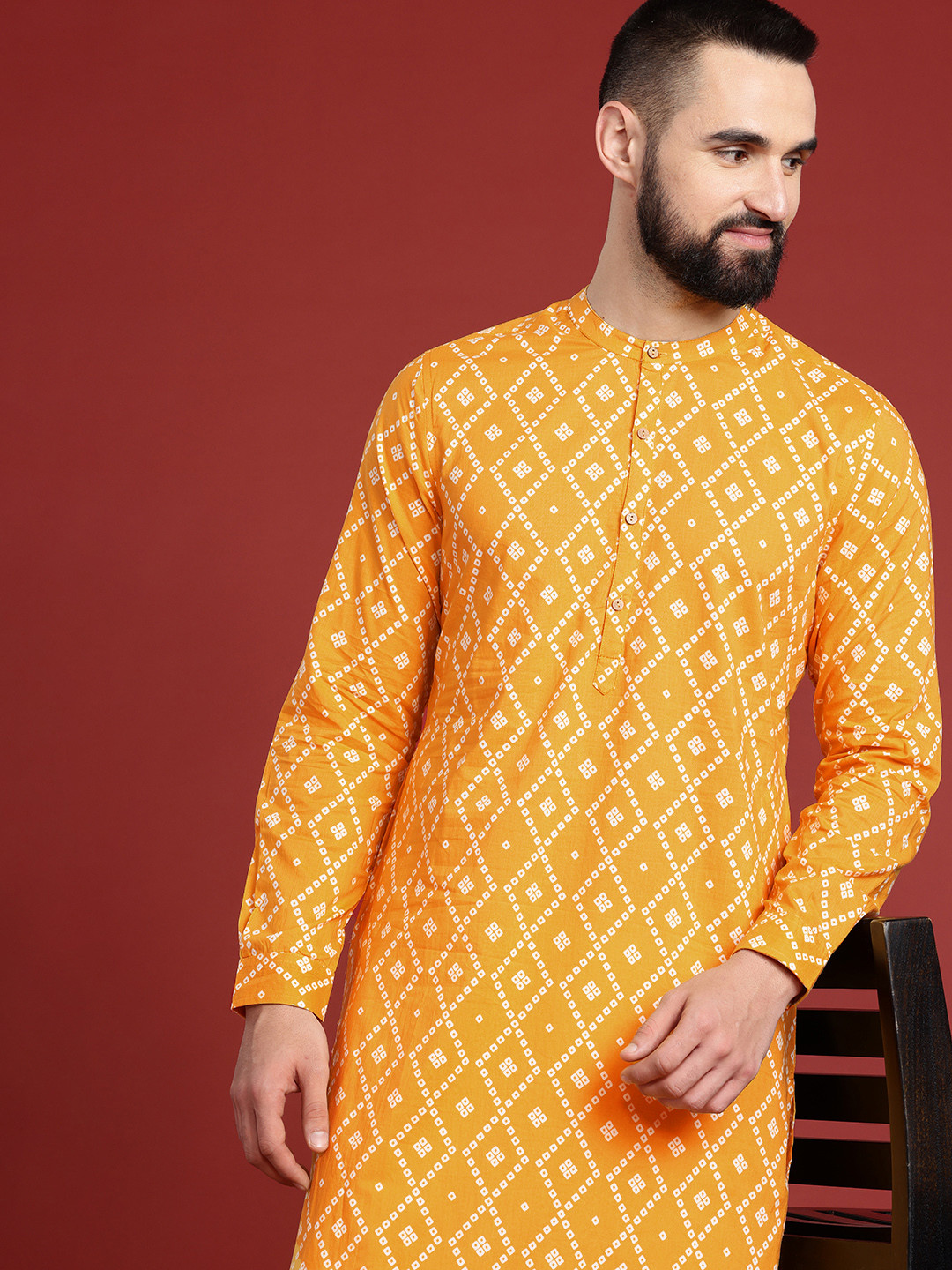 

Anouk Geometric Printed Cotton Kurta, Yellow