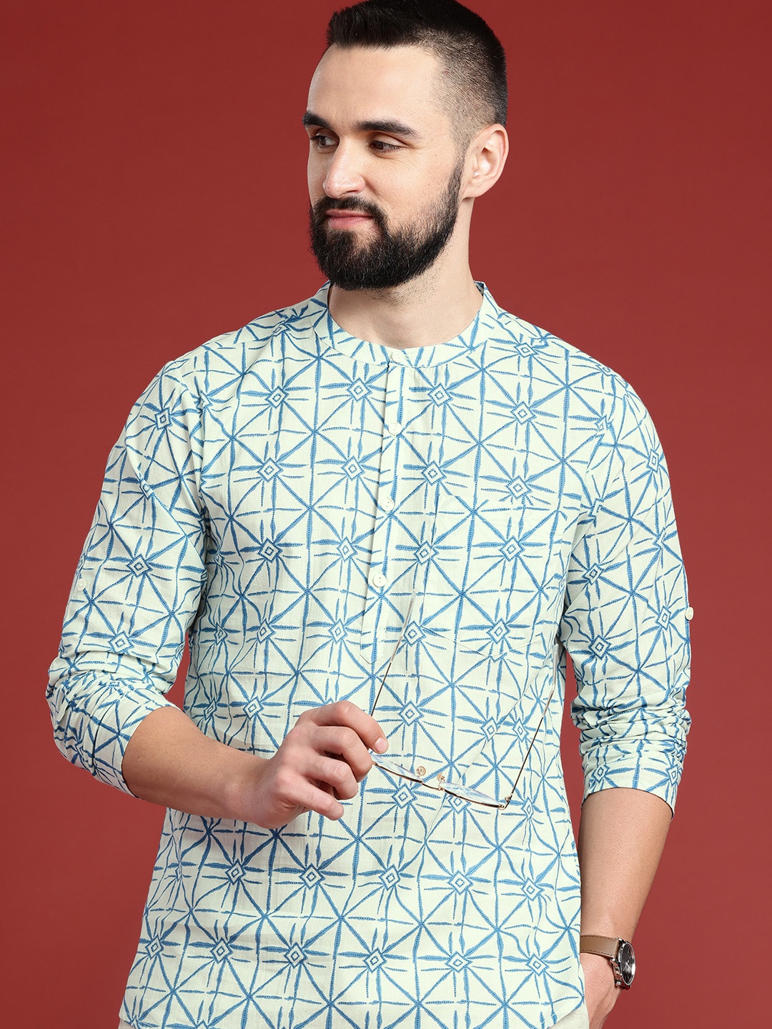 

Anouk Geometric Printed Cotton Short Kurta, Blue