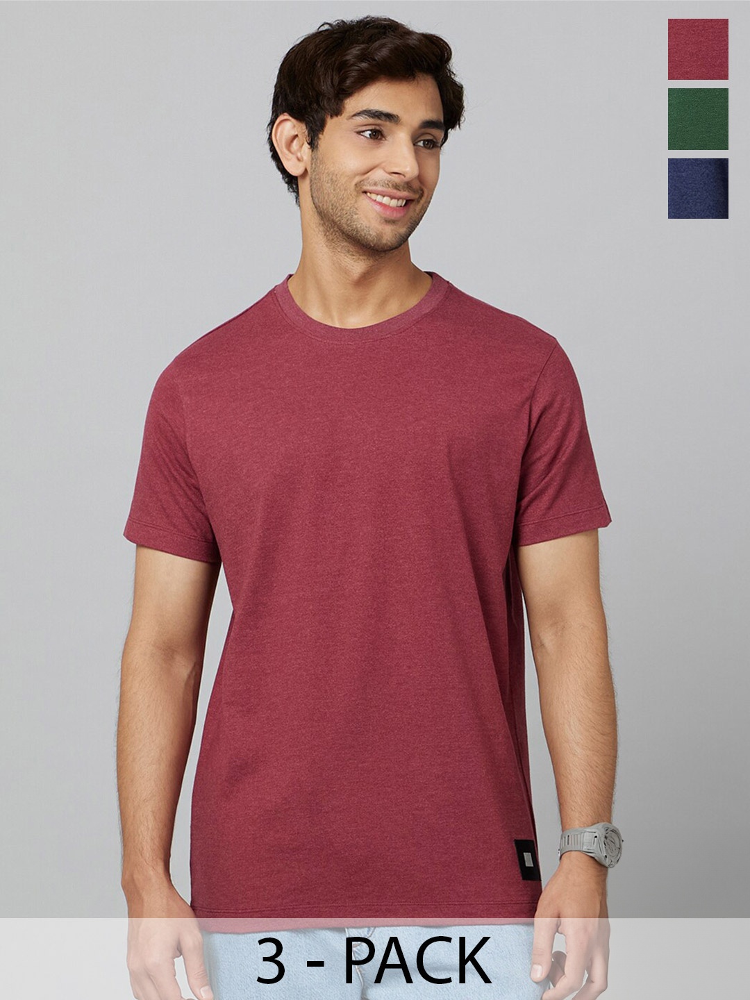 

Smugglerz Pack of 3 Round Neck Antimicrobial T-shirt, Pink