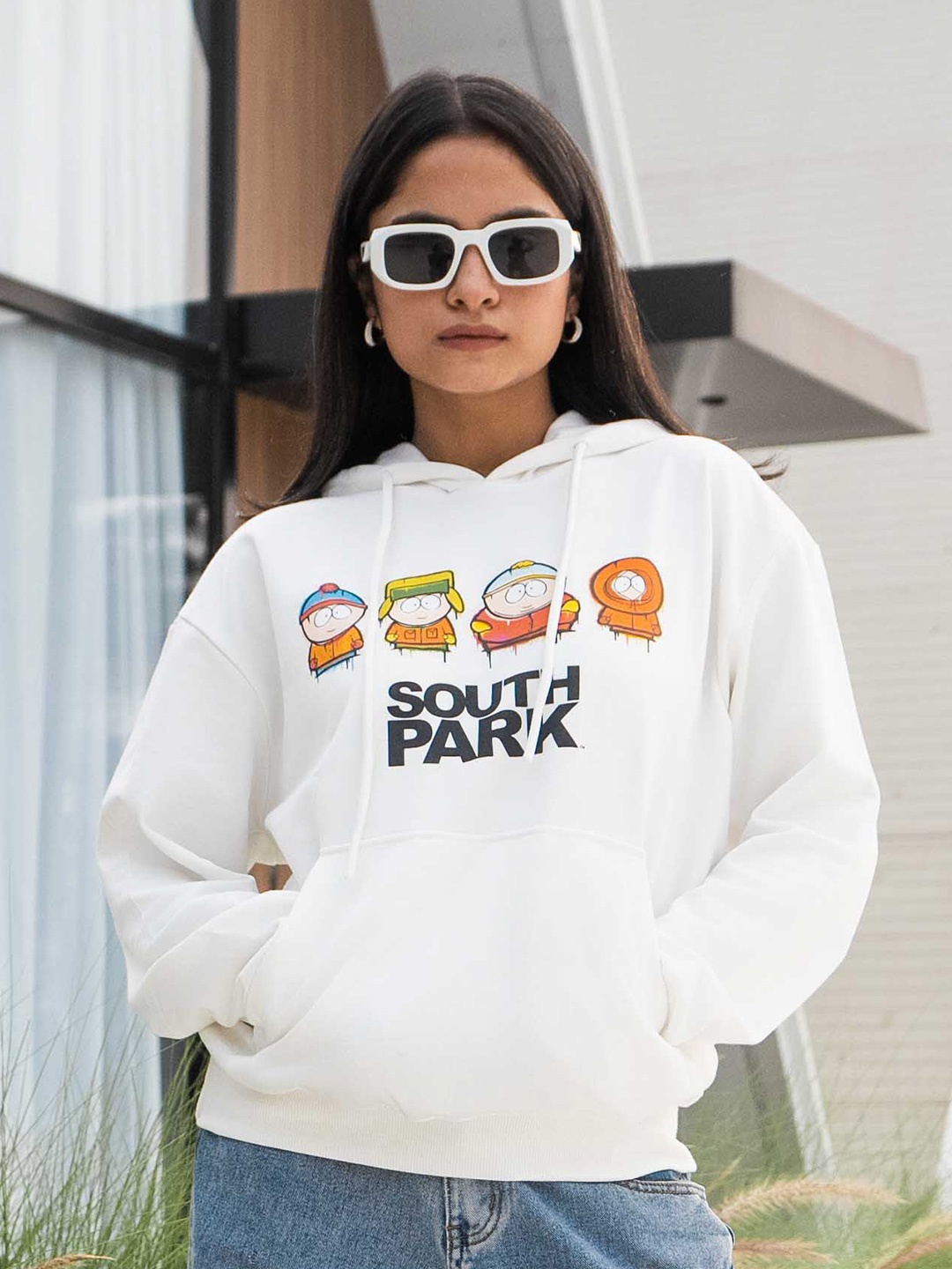 

COLOR CAPITAL Typography Printed Hooded Pure Cotton Sweatshirt, Cream