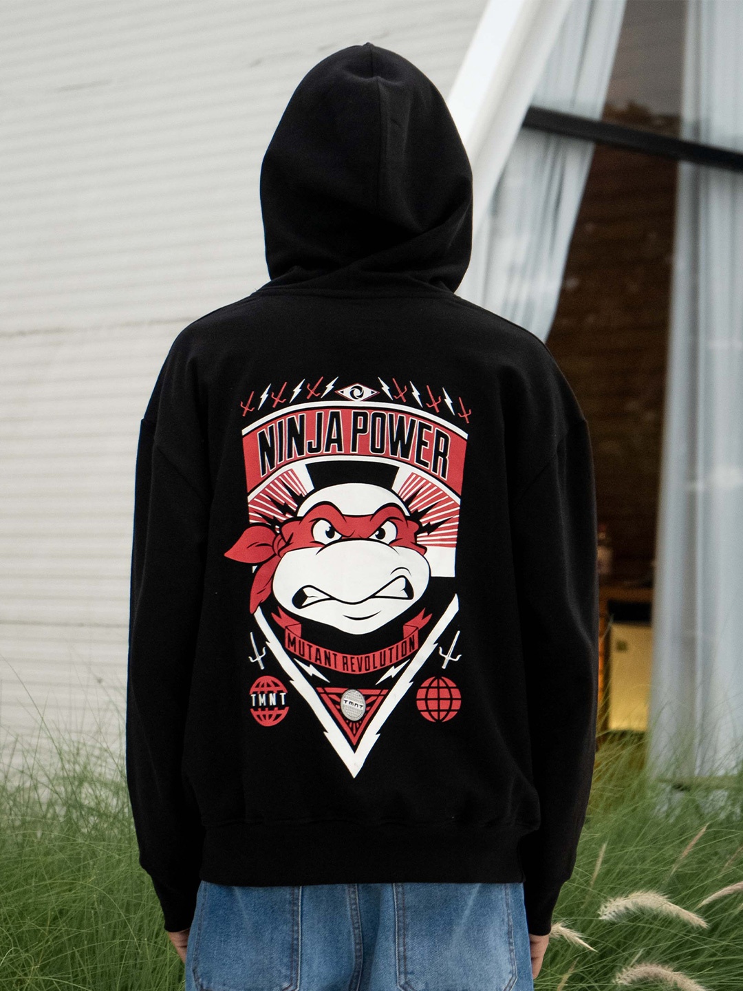 

COLOR CAPITAL Ninja Turtless Printed Pullover Pure Cotton Sweatshirt, Black
