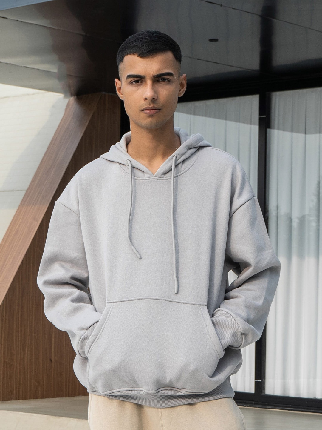 

COLOR CAPITAL Hooded Pure Cotton Sweatshirt, Grey