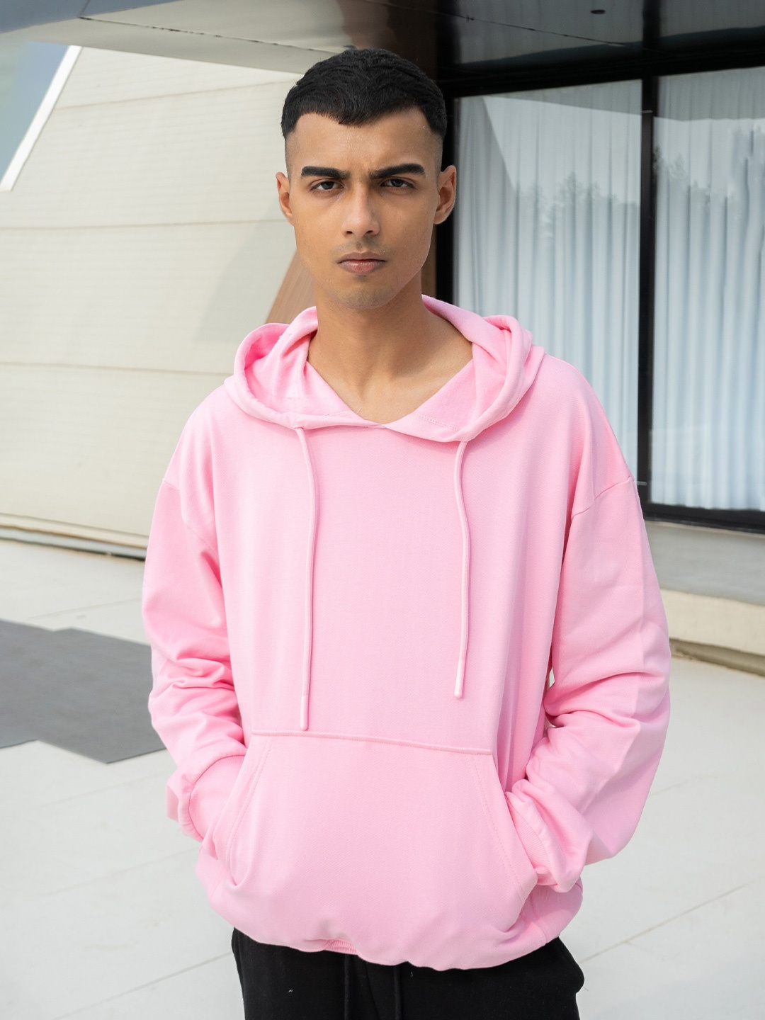 

COLOR CAPITAL Hooded Pure Cotton Pullover Sweatshirt, Pink
