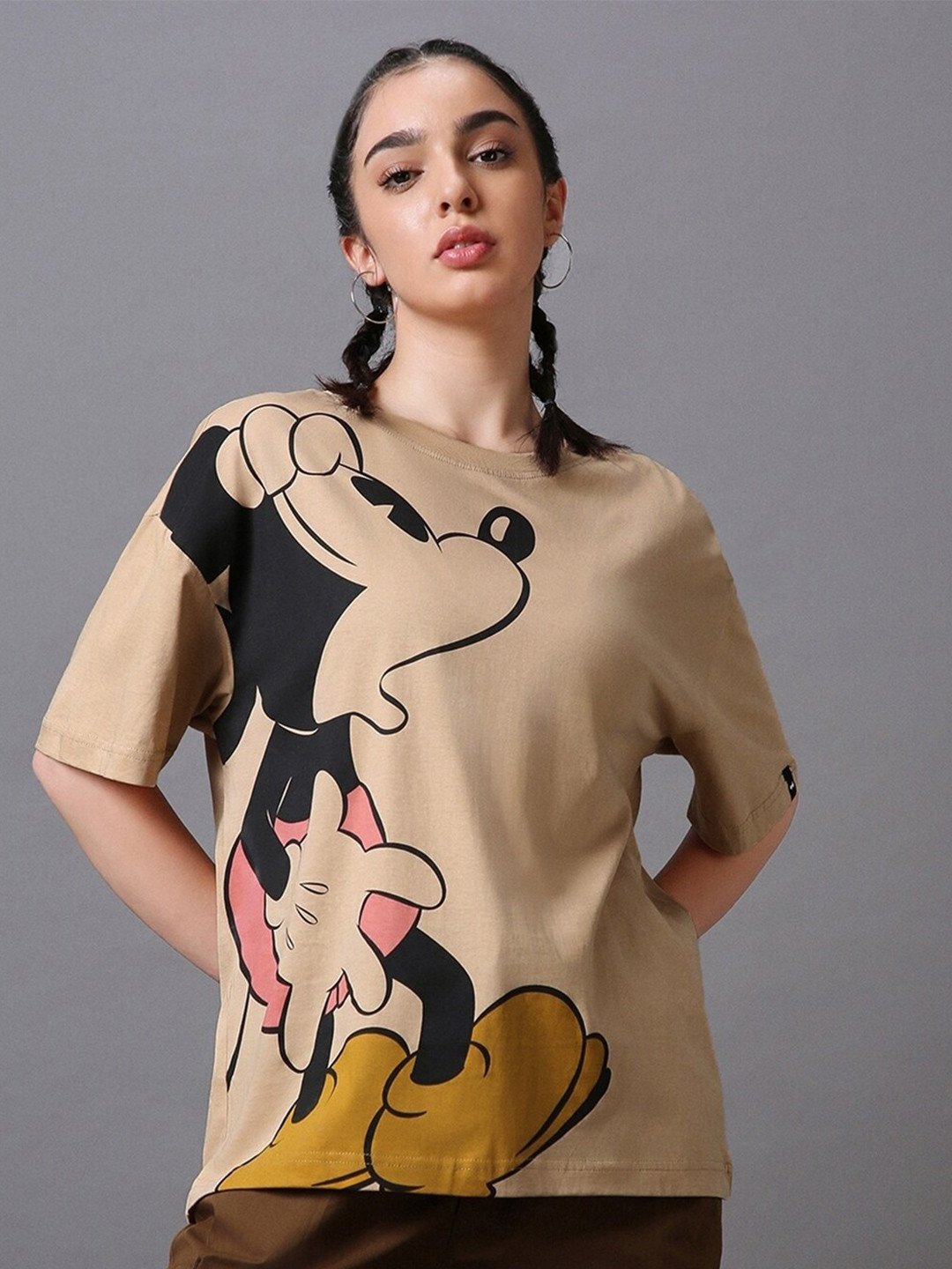 

Bewakoof Graphic Printed Cotton T-shirt, Brown