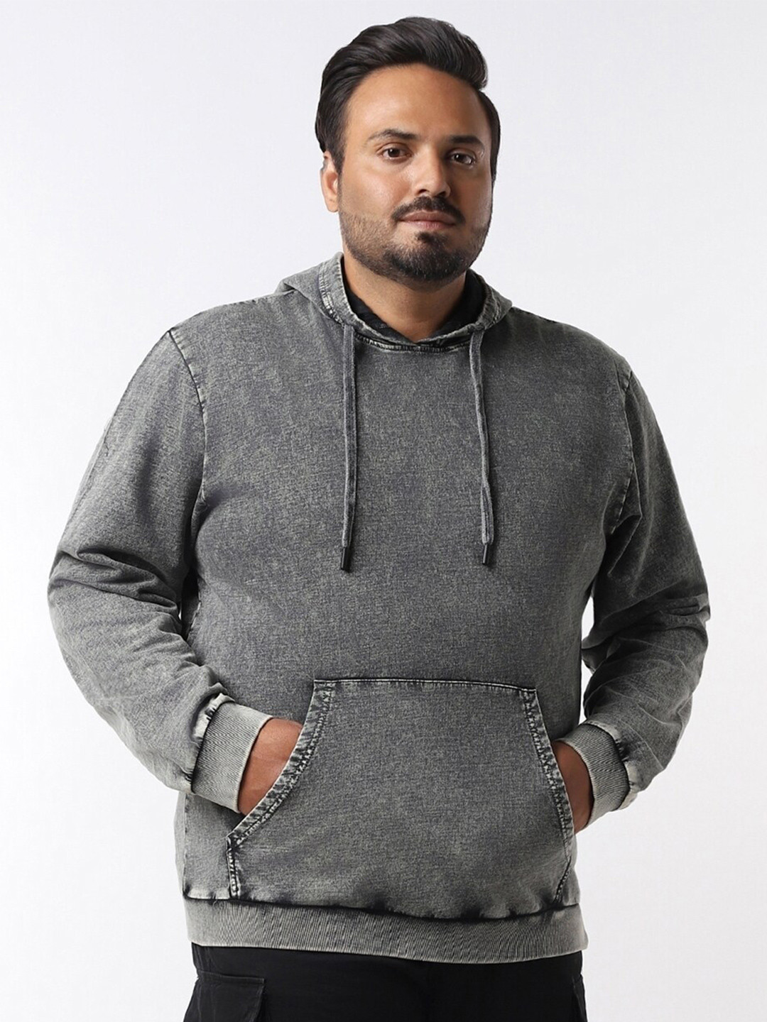 

Bewakoof Plus Grey Hooded Long Sleeves Sweatshirt