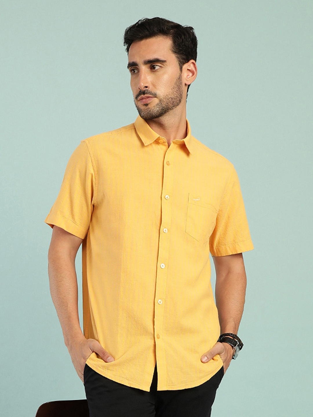 

Crocodile Classic Cotton Casual Shirt, Yellow