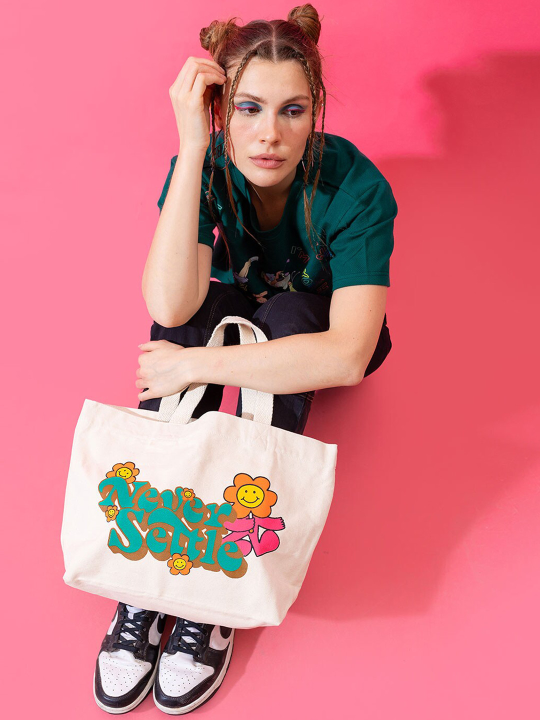 

Stylecast X Hersheinbox White Typographic Printed Pure Cotton Shopper Tote Bag