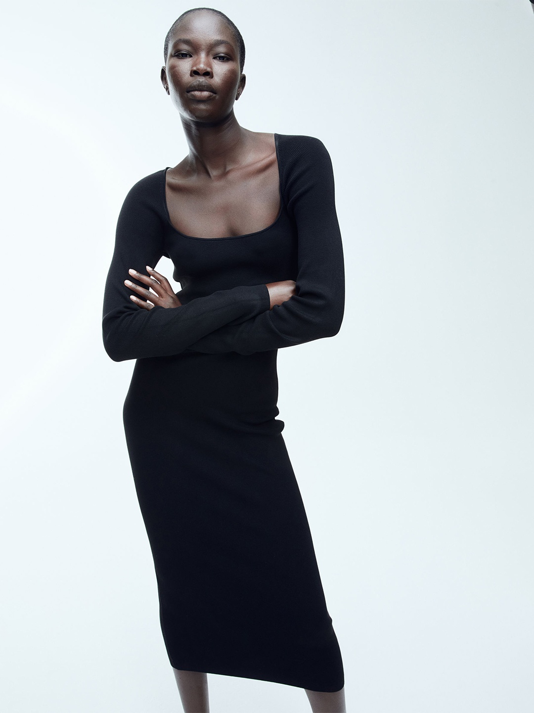 

H&M Square Neck Bodycon Dress, Black