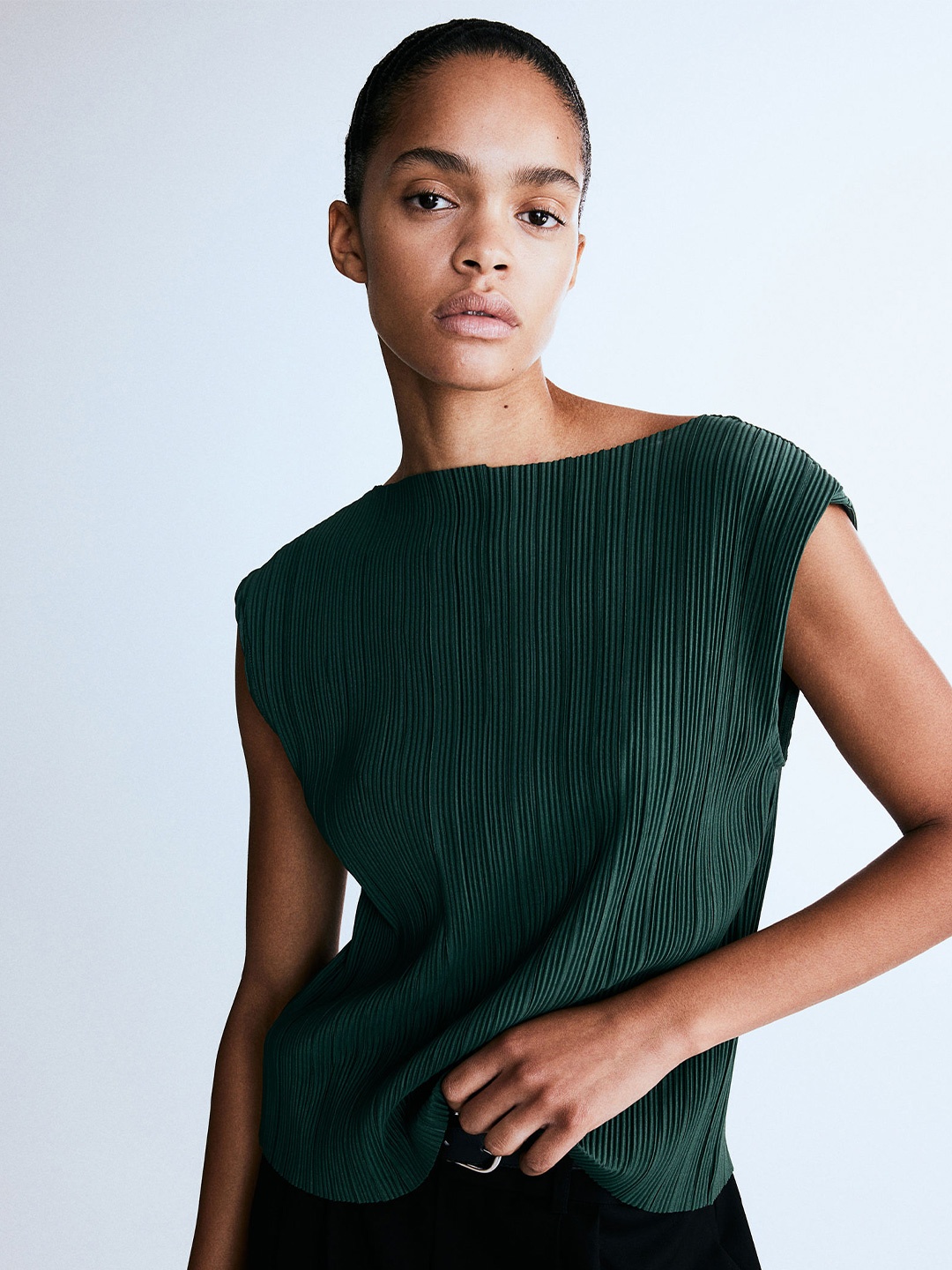 

H&M Pleated Top, Green
