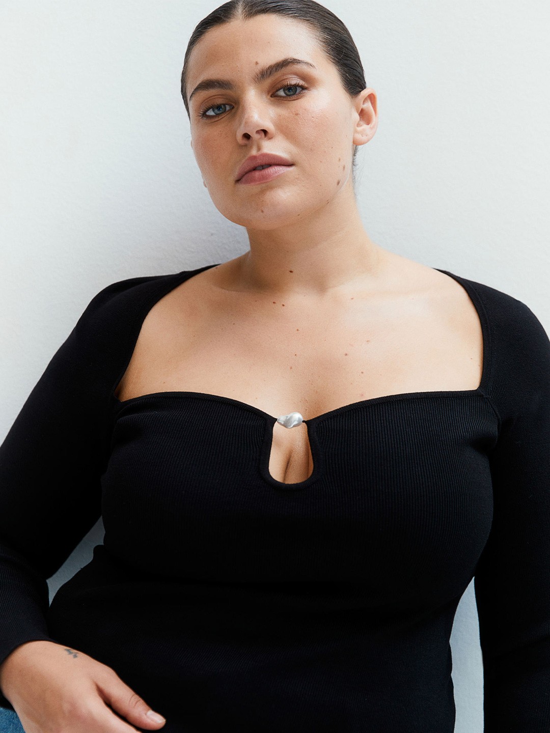 

H&M Beaded-Detail Top, Black