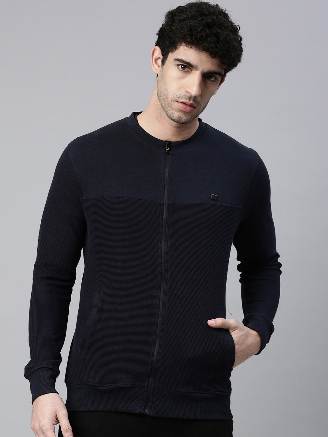 

Proline Front Open Cotton Sweatshirt, Navy blue