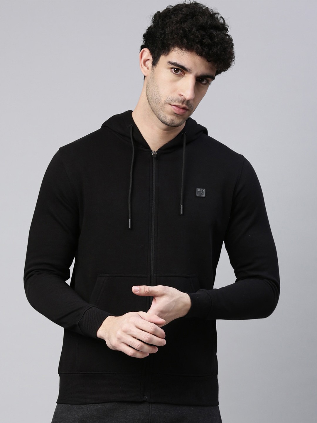 

Proline Hooded Cotton Front Open Sweatshirt, Black