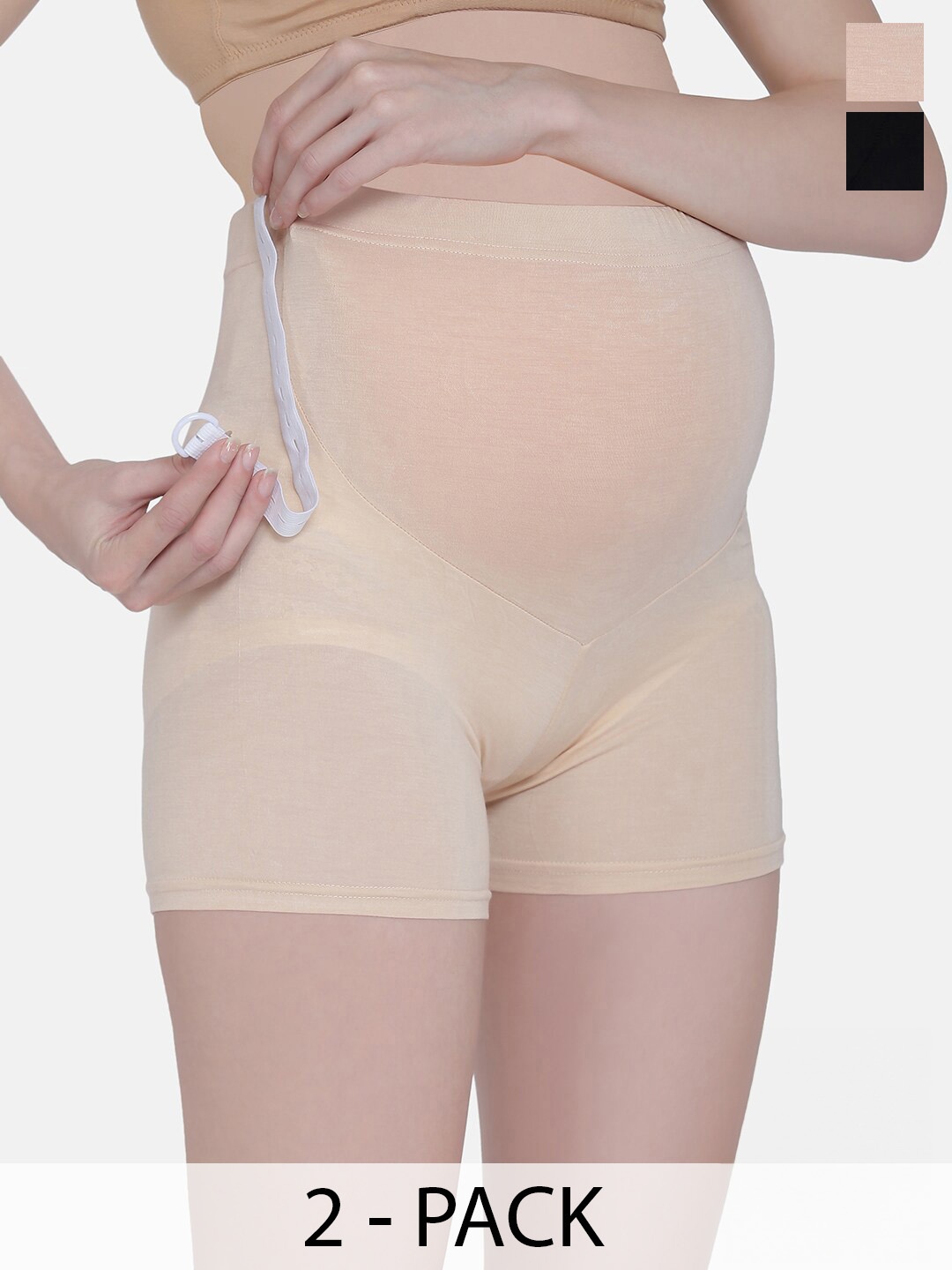 

MAMMA PRESTO Pack Of 2 High Rise Anti Bacterial Organic Cotton Maternity Briefs, Beige