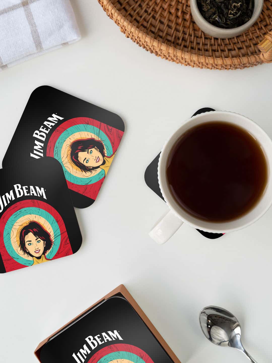 

macmerise Black & Red Printed Square Coaster
