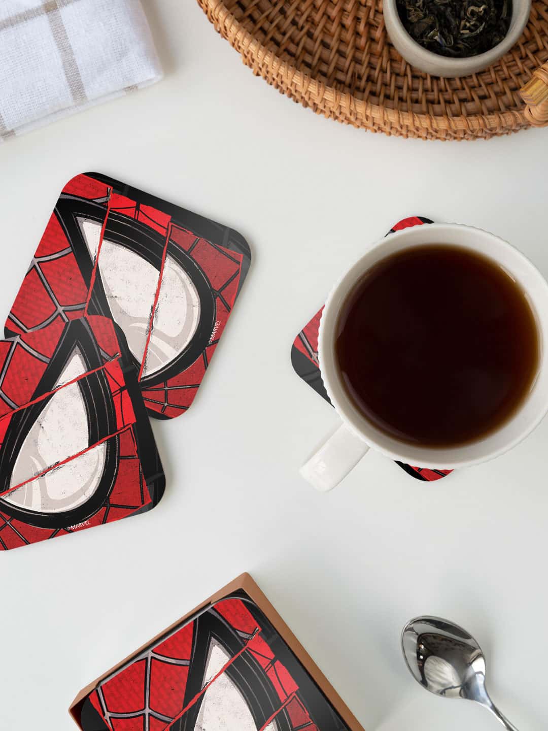 

macmerise Red & Black Spidey Sense Printed Square Coaster