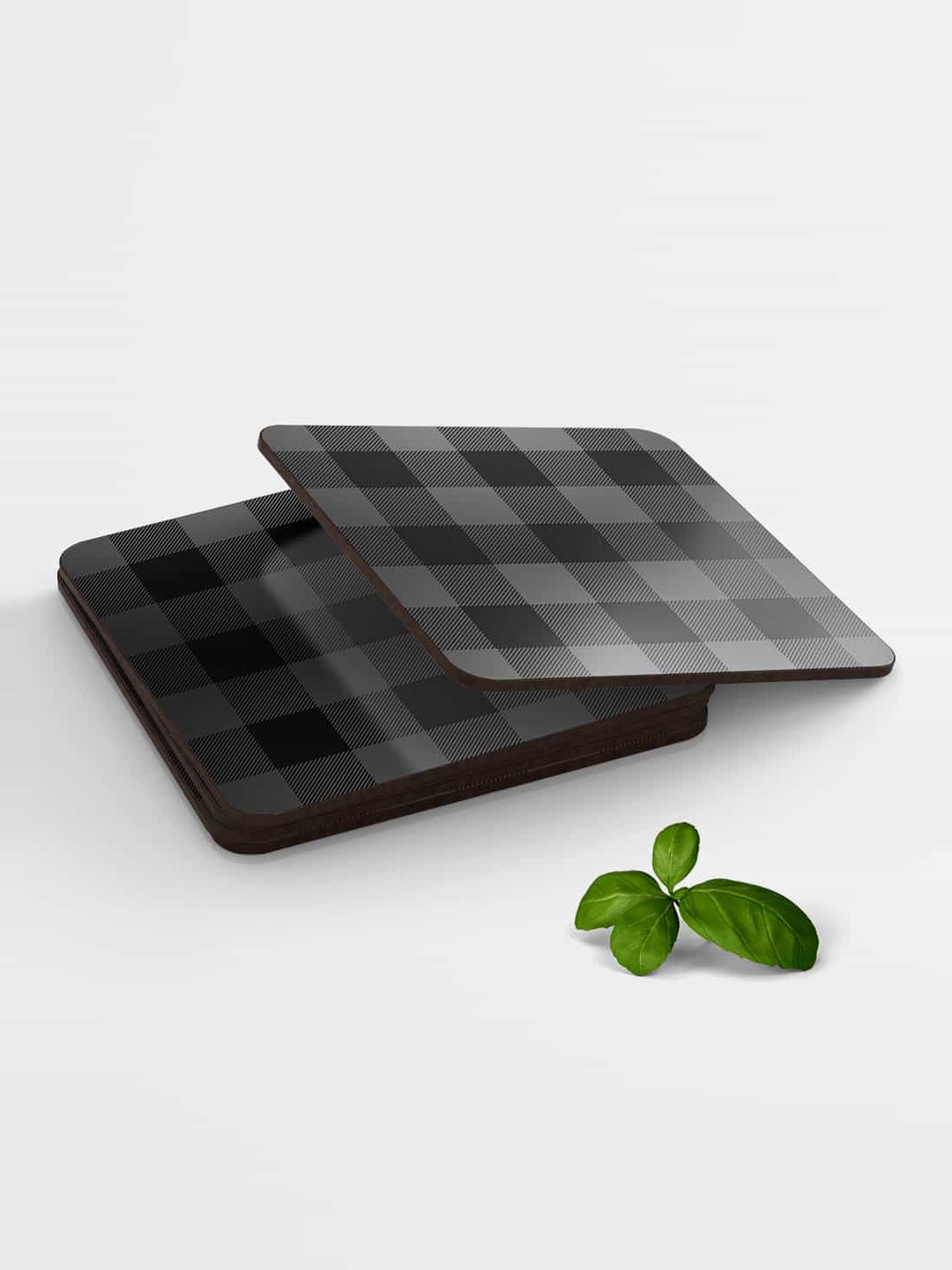 

macmerise Black & Grey Checkmate Printed Square Coaster