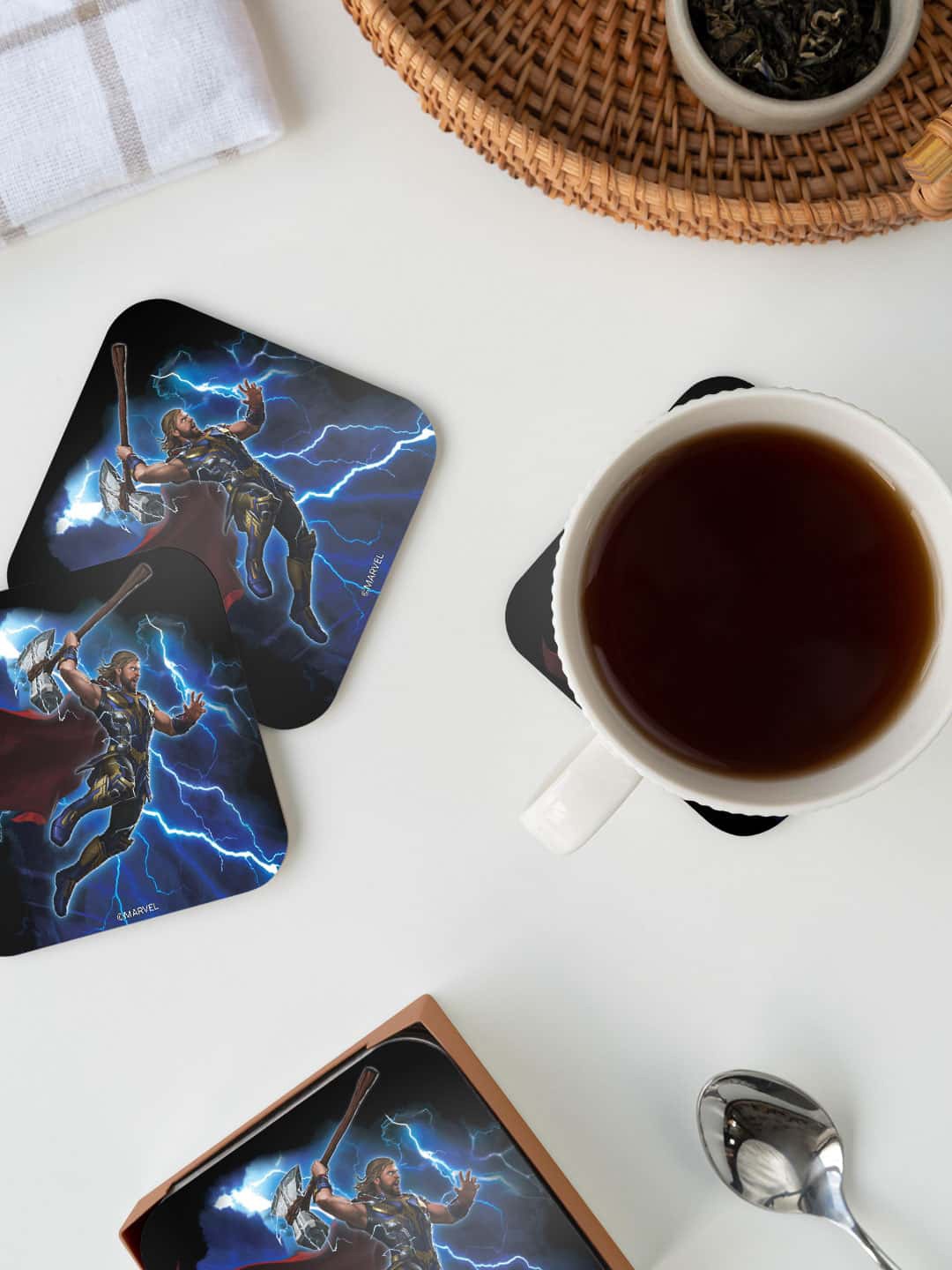 

macmerise Black & Blue Worthy Thor Attack Printed Square Coaster